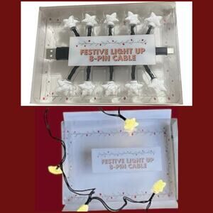 Vivitar Festive Stars Light‎ Up 8-Pin USB-C Phone Charging Cable Christmas NEW